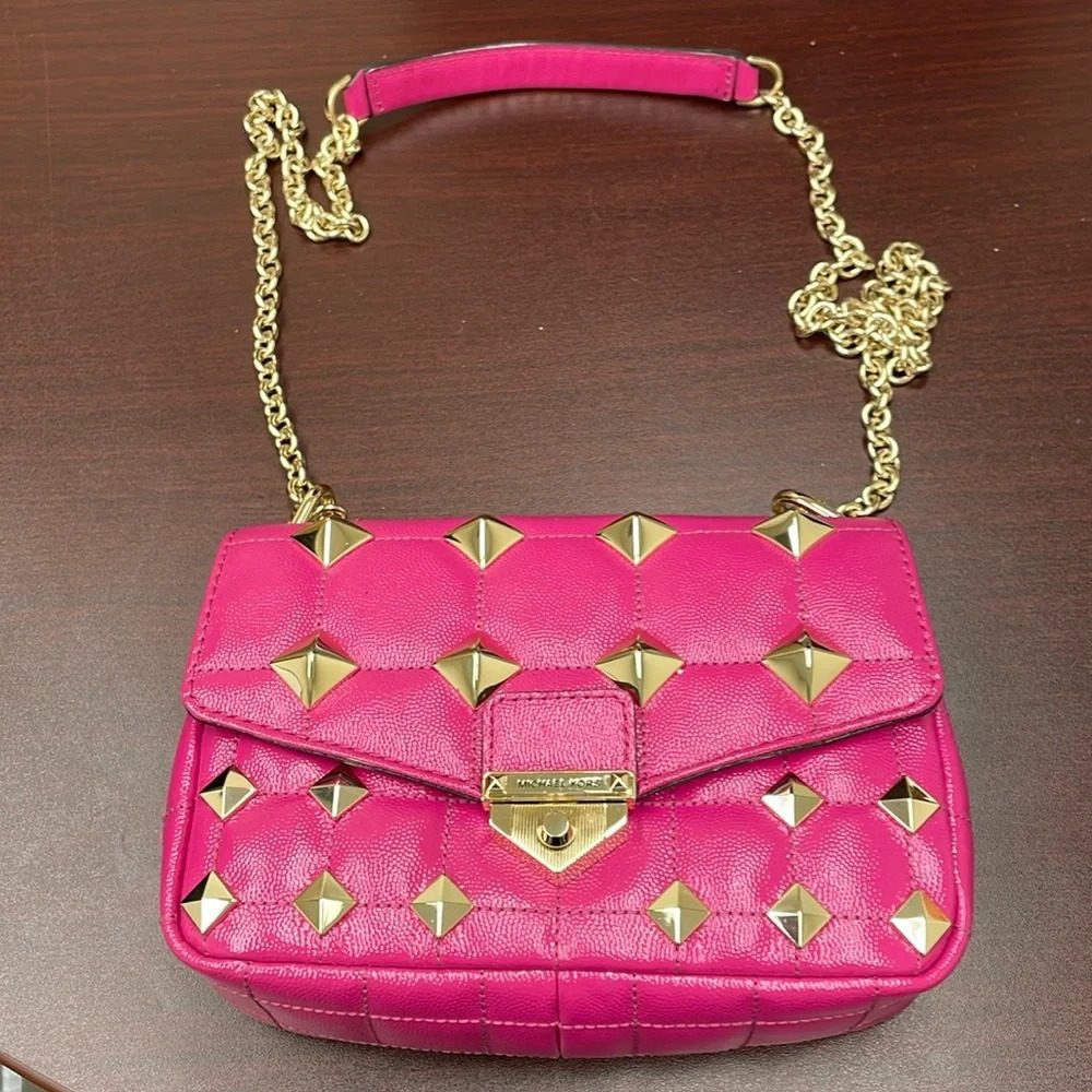 Michael Kors Wild Berry SoHo small studded quilted purse